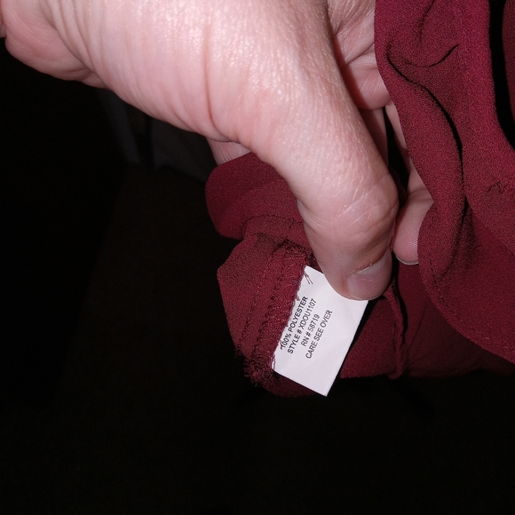 NY Collection Women's Flutter Sleeve Blouse - Burgundy - Picture 10 of 12